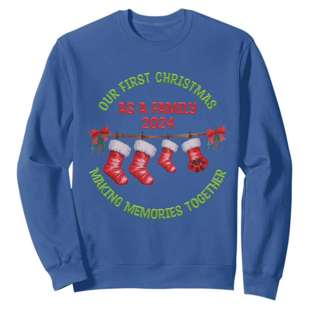 First Christmas As A family Sweatshirt Making Memories Together Xmas 2024 TS09 Royal Blue Print Your Wear