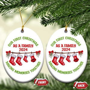 First Christmas As A Family Christmas Ornament Making Memories Together Xmas 2024 TS09 Oval White Print Your Wear