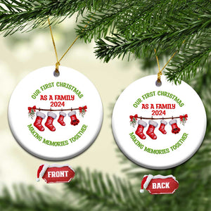 First Christmas As A Family Christmas Ornament Making Memories Together Xmas 2024 TS09 Circle White Print Your Wear