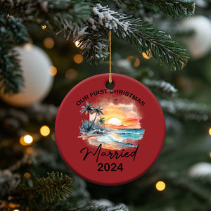 First Christmas Married 2024 Couple Matching Christmas Ornament TS09 Print Your Wear