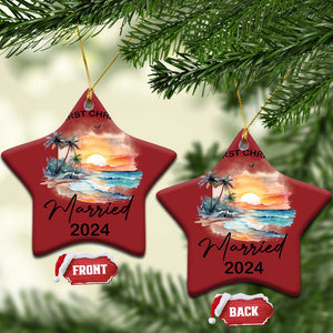 First Christmas Married 2024 Couple Matching Christmas Ornament TS09 Star Red Print Your Wear