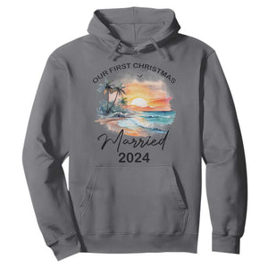 First Christmas Married 2024 Couple Matching Hoodie TS09 Charcoal Print Your Wear