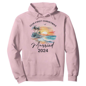 First Christmas Married 2024 Couple Matching Hoodie TS09 Light Pink Print Your Wear