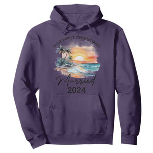 First Christmas Married 2024 Couple Matching Hoodie TS09 Purple Print Your Wear