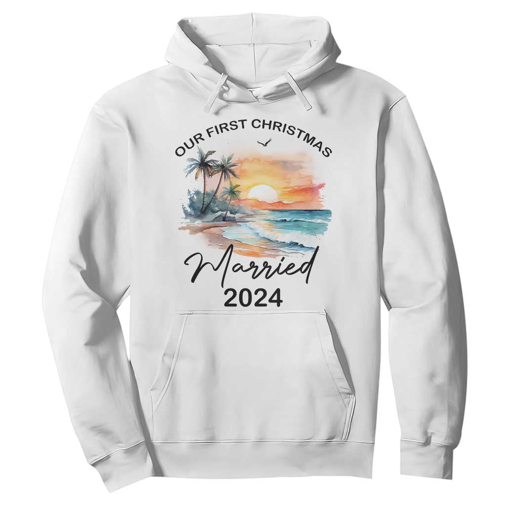 First Christmas Married 2024 Couple Matching Hoodie TS09 White Print Your Wear