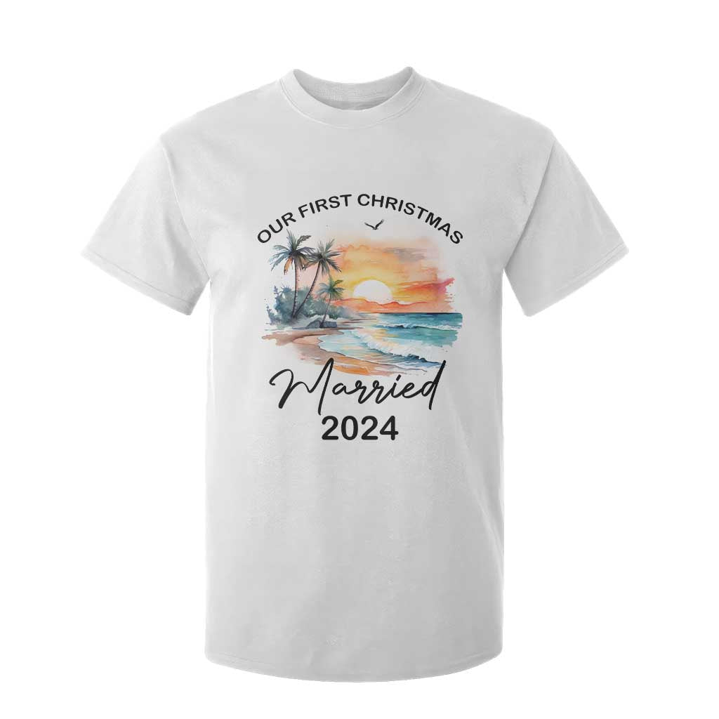 First Christmas Married 2024 Couple Matching T Shirt For Kid TS09 White Print Your Wear