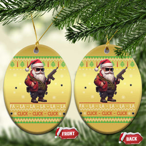 Xmas Gun Lover Christmas Ornament Santa Army Gun Click Click Sing Fa La La La TS09 Oval Gold Print Your Wear