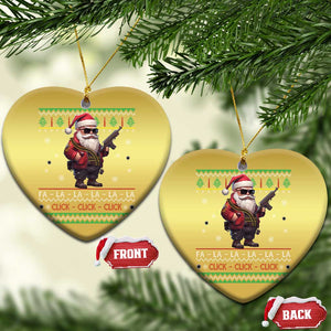 Xmas Gun Lover Christmas Ornament Santa Army Gun Click Click Sing Fa La La La TS09 Heart Gold Print Your Wear