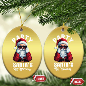 Funny Xmas Party Christmas Ornament Like Santa's Not Watching Santa Sunglass TS09 Oval Gold Print Your Wear