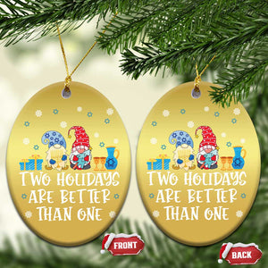 Christmas Hanukkah Christmas Ornament Two Holidays Are Better Than One Jewish Gnome TS09 Oval Gold Print Your Wear