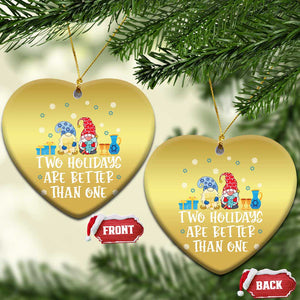 Christmas Hanukkah Christmas Ornament Two Holidays Are Better Than One Jewish Gnome TS09 Heart Gold Print Your Wear