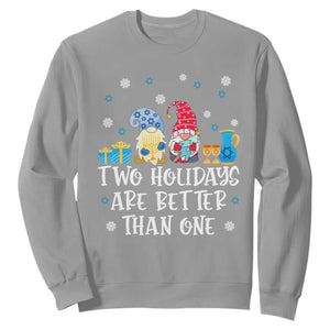 Christmas Hanukkah Two Holidays Are Better Than One Jewish Gnome Sweatshirt TS09 Sport Gray Printyourwear