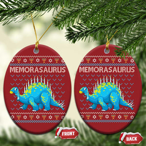 Hanukkah Dinosaur Christmas Ornament Menorasaurus Menorah Dino TS09 Oval Red Print Your Wear