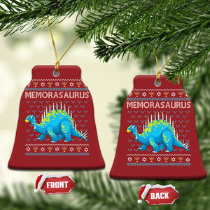 Hanukkah Dinosaur Christmas Ornament Menorasaurus Menorah Dino TS09 Bell Flake Red Print Your Wear