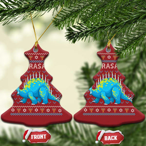 Hanukkah Dinosaur Christmas Ornament Menorasaurus Menorah Dino TS09 Christmas Tree Red Print Your Wear