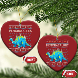 Hanukkah Dinosaur Christmas Ornament Menorasaurus Menorah Dino TS09 Heart Red Print Your Wear