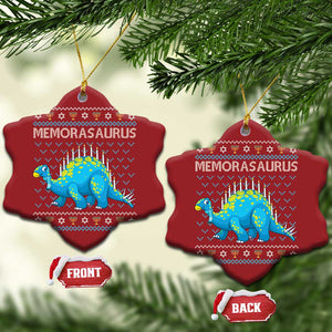 Hanukkah Dinosaur Christmas Ornament Menorasaurus Menorah Dino TS09 Snow Flake Red Print Your Wear