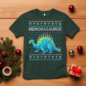 Menorasaurus Menorah Dino Hanukkah Dinosaur T Shirt TS09 Dark Forest Green Printyourwear