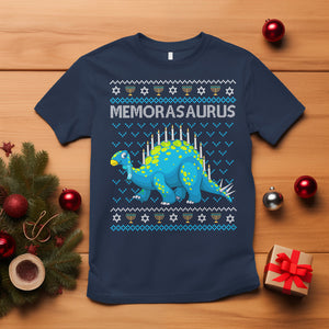 Menorasaurus Menorah Dino Hanukkah Dinosaur T Shirt TS09 Navy Printyourwear