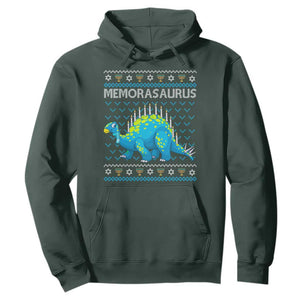 Menorasaurus Menorah Dino Hanukkah Dinosaur Hoodie TS09 Dark Forest Green Printyourwear