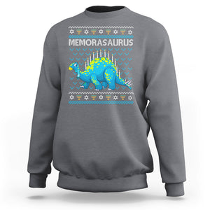 Menorasaurus Menorah Dino Hanukkah Dinosaur Sweatshirt TS09 Charcoal Printyourwear