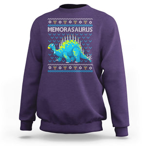 Menorasaurus Menorah Dino Hanukkah Dinosaur Sweatshirt TS09 Purple Printyourwear