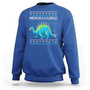 Menorasaurus Menorah Dino Hanukkah Dinosaur Sweatshirt TS09 Royal Blue Printyourwear