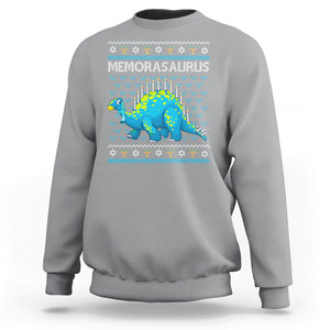 Menorasaurus Menorah Dino Hanukkah Dinosaur Sweatshirt TS09 Sport Gray Printyourwear