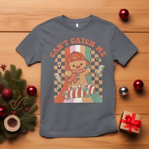 Christmas T Shirt Skateboarding Gingerbread Boy Can't Catch Me TS09 Charcoal Printyourwear