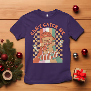 Christmas T Shirt Skateboarding Gingerbread Boy Can't Catch Me TS09 Purple Printyourwear