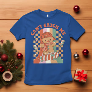 Christmas T Shirt Skateboarding Gingerbread Boy Can't Catch Me TS09 Royal Blue Printyourwear