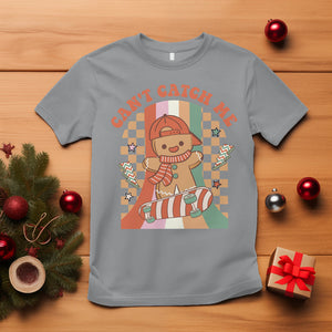 Christmas T Shirt Skateboarding Gingerbread Boy Can't Catch Me TS09 Sport Gray Printyourwear