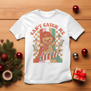 Christmas T Shirt Skateboarding Gingerbread Boy Can't Catch Me TS09 White Printyourwear