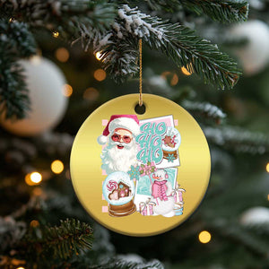 Vintage Xmas Christmas Ornament Pink Santa Claus Ho Ho Ho TS09 Print Your Wear