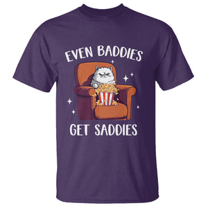 Even Baddies Get Saddies Meme Cat Funny T Shirt TS09 Purple Printyourwear