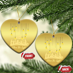 Christian Christmas Ornament Follow the Light Christ Xmas Light TS09 Heart Gold Print Your Wear