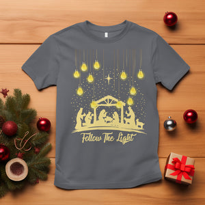 Follow the Light Christ Christmas Light T Shirt TS09 Charcoal Printyourwear