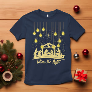 Follow the Light Christ Christmas Light T Shirt TS09 Navy Printyourwear