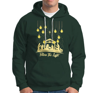 Follow the Light Christ Christmas Light Hoodie TS09 Dark Forest Green Printyourwear