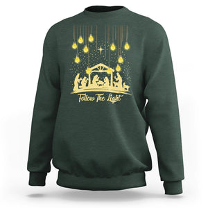 Follow the Light Christ Christmas Light Sweatshirt TS09 Dark Forest Green Printyourwear