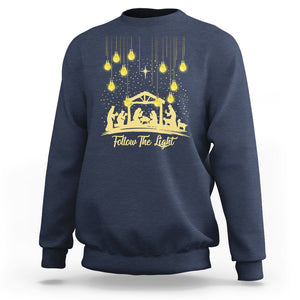 Follow the Light Christ Christmas Light Sweatshirt TS09 Navy Printyourwear