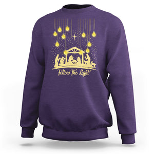 Follow the Light Christ Christmas Light Sweatshirt TS09 Purple Printyourwear