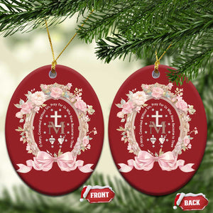 Ave Maria Christmas Ornament Miraculous Medal Blessed Mother Mary Hail TS09 Oval Red Print Your Wear