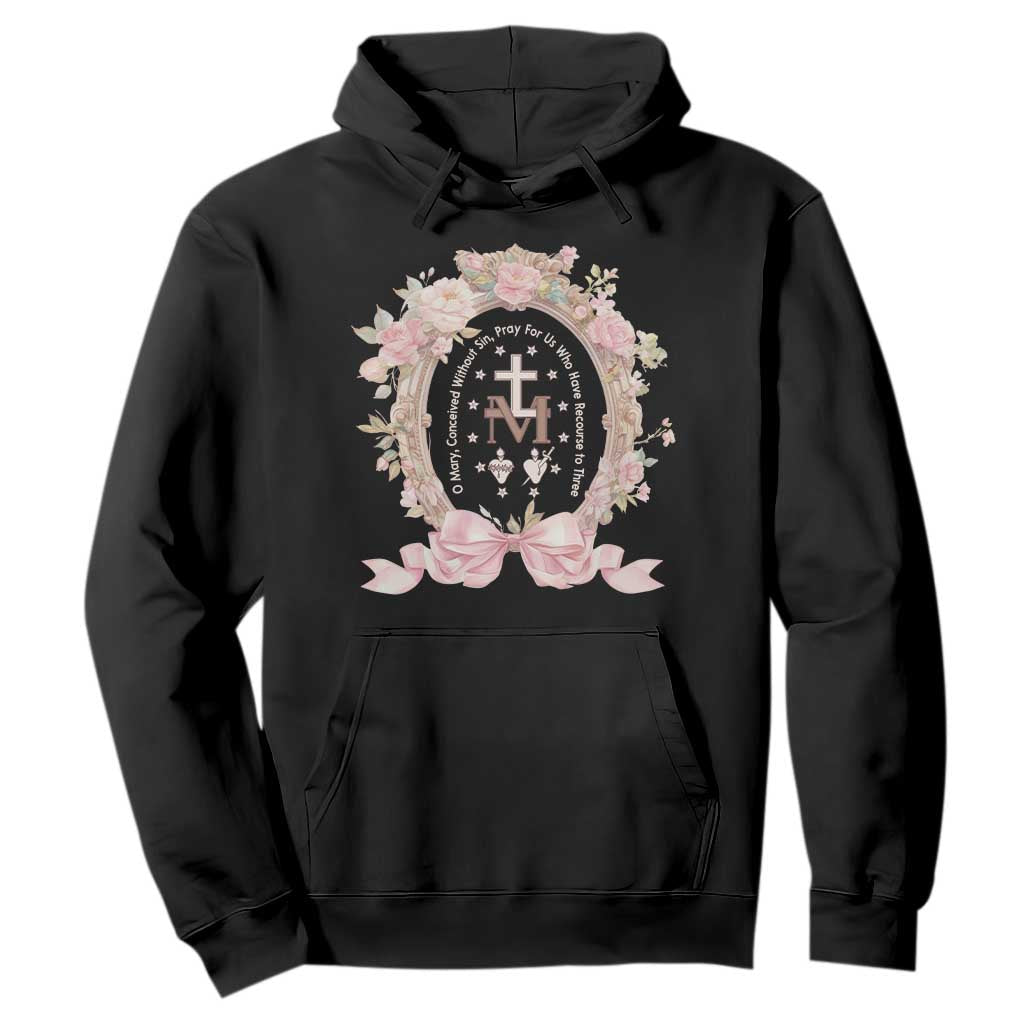 Ave Maria Hoodie Miraculous Medal Blessed Mother Mary Hail TS09 Black Print Your Wear