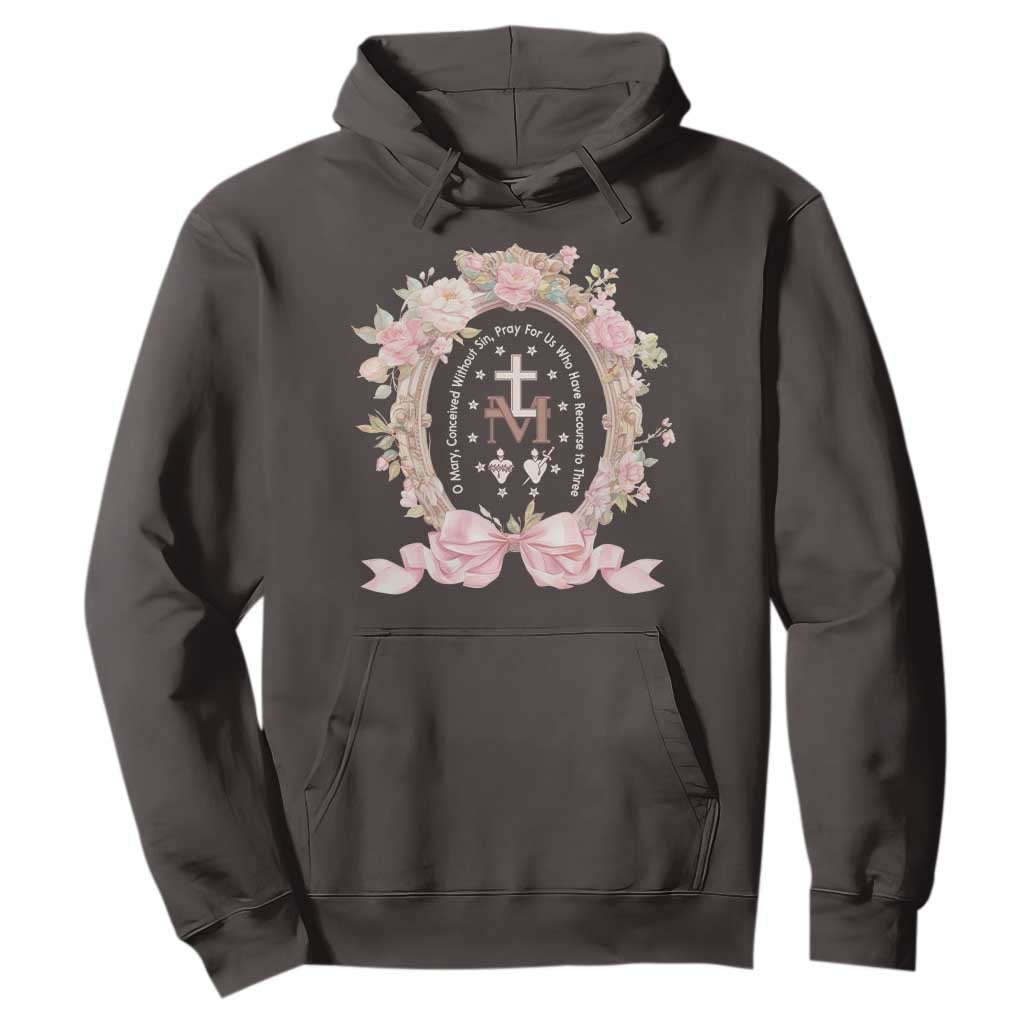 Ave Maria Hoodie Miraculous Medal Blessed Mother Mary Hail TS09 Dark Chocolate Print Your Wear