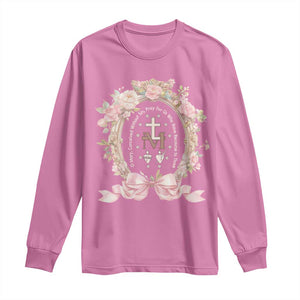 Ave Maria Long Sleeve Shirt Miraculous Medal Blessed Mother Mary Hail TS09 Azalea Print Your Wear