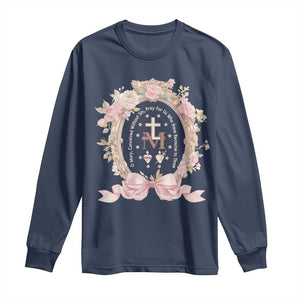 Ave Maria Long Sleeve Shirt Miraculous Medal Blessed Mother Mary Hail TS09 Navy Print Your Wear