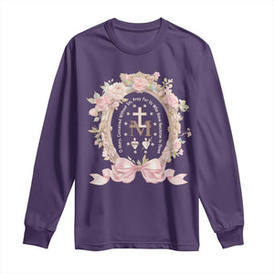 Ave Maria Long Sleeve Shirt Miraculous Medal Blessed Mother Mary Hail TS09 Purple Print Your Wear