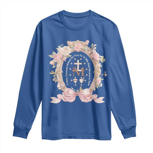 Ave Maria Long Sleeve Shirt Miraculous Medal Blessed Mother Mary Hail TS09 Royal Blue Print Your Wear