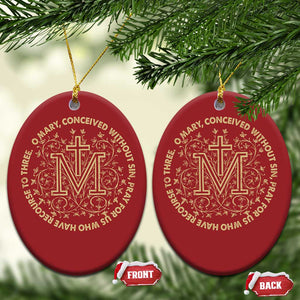 Marian Catholic Ave Maria Christmas Ornament Miraculous Medal Blessed Mother Mary Hail TS09 Oval Red Print Your Wear